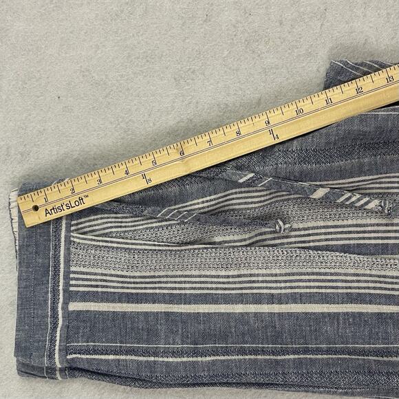 Express High-Rise XS Striped Linen-Blend Wide-Leg Pants Pull-On Boho - Picture 6 of 12